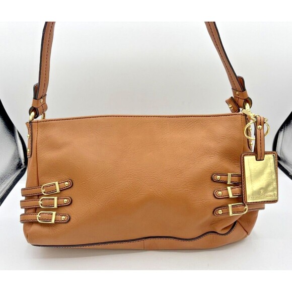 Etienne Aigne Cognac Shoulder Bag Purse Buckle Accents Single Strap Hang Tag EUC - Picture 1 of 16